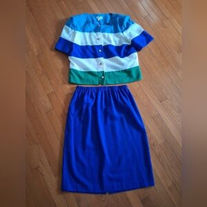 80's Core 2-piece Bold Color Block Shoulder Pads Made In USA 16T